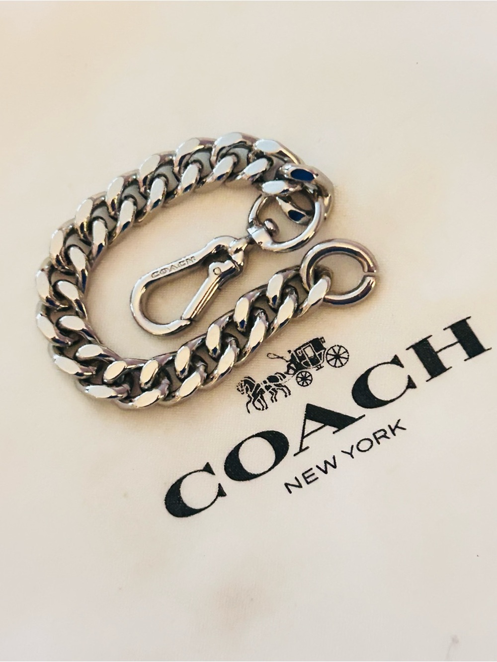 RARE Coach Signature Small Silver Tone Chain Keychain/ Bag Charm - Picture 13 of 13